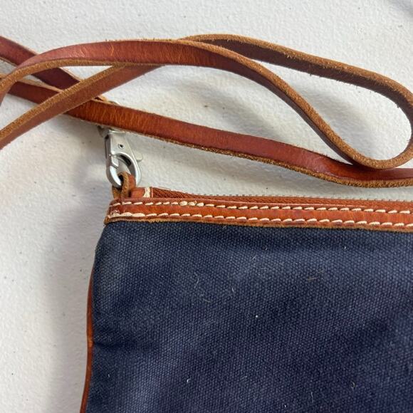 Lands End 1963 Bag Blue Canvas With Leather Trims Crossbody Strap - Picture 6 of 9